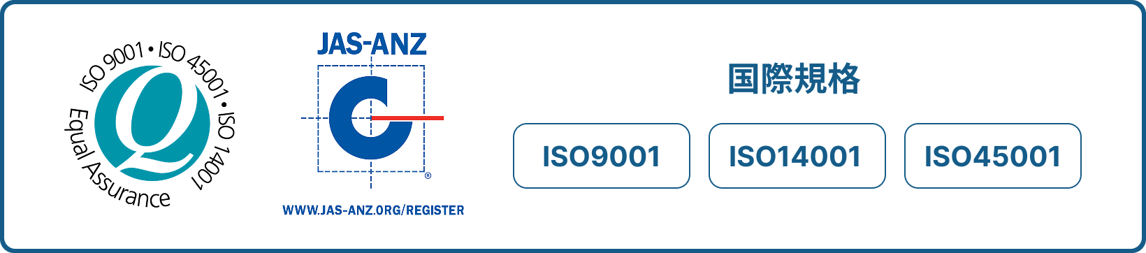 国際規格 ISO9001・ISO14001・ISO45001 認証